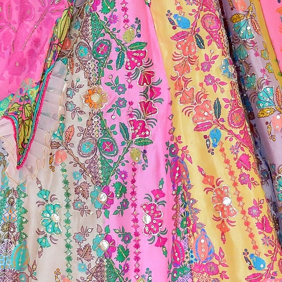 Indian Lehenga/multicolor high quality crepe silk indian/ long duptta & 2 blouse - Picture 7 of 7